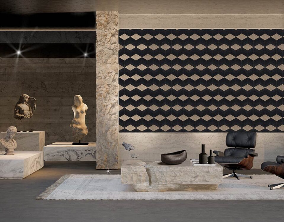 parete con rivestimento in bucchero